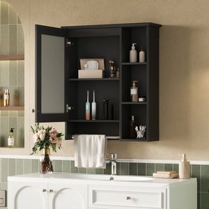 3-in-1 24-Inch <b>Wall</b> <b>Mounted</b> Bathroom Mirror <b>Cabinet</b> with Adjustable Shelf Tower Bar High Definition Medicine <b>Cabinet</b> - Product Image 2