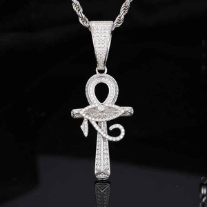 Men's 925 Sterling <b>Silver</b> Rocker Pendants Hip Hop Rapper Style Iced VVS1 Moissanite Cross Pendant Fine <b>Charms</b> - Product Image 3
