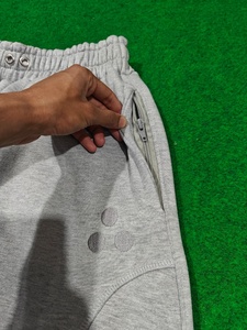 100% Cotton Fleece <b>Jogger</b> Men's Pants Haidergrey <b>Cuffed</b> Relaxed Fit Streetwear Embroidery Logo With Zip Pocket Flat Design - Product Image 2
