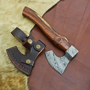 Customized Handmade Viking Pizza <b>Cutter</b> Axe Damascus Steel Industrial Grade Wood Handle 9 Cutting <b>Edge</b> Mattock Head 6-Month - Product Image 1
