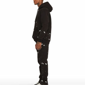 Ensemble de sweat-shirts à capuche noirs pour hommes, coupe ample, imprimé vaporisé, vêtements décontractés pour l'automne - Product Image 4