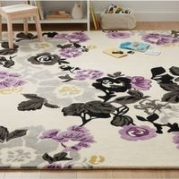 Tapis rectangulaire en laine mélangée à motif floral, fabriqué à la machine, antidérapant, adapté aux animaux domestiques, antimicrobien, moderne, pour salon