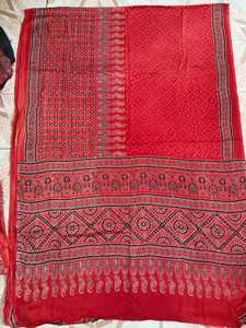 Sari AJRAKH con Estampado Artesanal Natural, Tela de Seda Modal Pura, Materiales de Calidad Premium para Exportación, Disponible en Stock, Venta al Por Mayor - Product Image 2