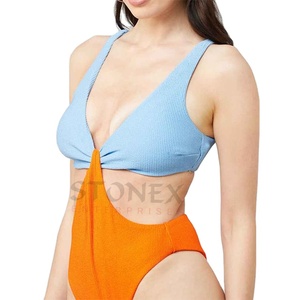 Maillot de bain une pièce uni orange et bleu pour femme – Nouvelle collection 2026, design tendance, fabrication de haute qualité - Product Image 3