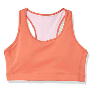 Women's Coral Scoop Neck <b>Racerback</b> Sports Bra Medium Support Breathable Seamless Yoga <b>Top</b> Solid Color - Product Image 4