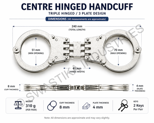 Phoenix Security Department <b>Hinged</b> Double Lock Stainless Steel Handcuffs No <b>Strap</b> Accept Logo Graphic Design - Product Image 5
