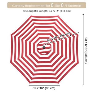 Copertura di Ricambio per Ombrellone da Patio 8FT, Accessorio Personalizzabile per Arredamento Esterno - Product Image 4