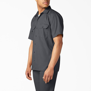 Unisex Workwear Set Solid Color Short Sleeve Shirt <b>Pants</b> Viscose/Polyester Breathable Eco-Friendly Quick Dry Plus Size Casual - Product Image 5