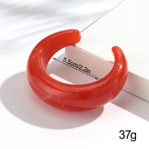 Nuevo Brazalete Abierto de Acetato y Lucite, Forma de C, Ancho y Voluminoso, de Alta Calidad, Estilo Moderno, Colorido, con Aspecto de Jadeíta, Artesanía en Resina - Product Image 6