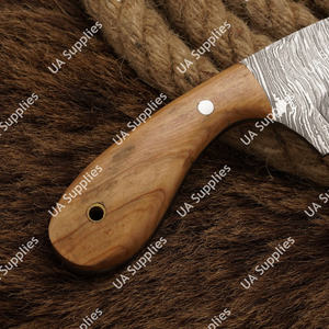 Cuchillo utilitario EDC multiusos de 6 pulgadas de acero de Damasco de alta calidad, mango de madera de olivo, hoja fija de punta caída, para bricolaje y OEM - Product Image 5