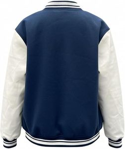 Chaqueta Varsity Clásica Azul Marino y Blanca con Logotipo P Bordado y Frase para Adultos, Ropa de Otoño, Actividades Promocionales - Product Image 2
