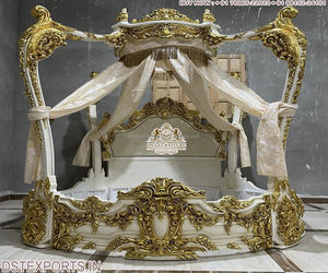 Ensemble de meubles de chambre à coucher, lit King Size avec tables de nuit de qualité supérieure, Design Baroque, fabriqué à la main, sculpté à la française - Product Image 4