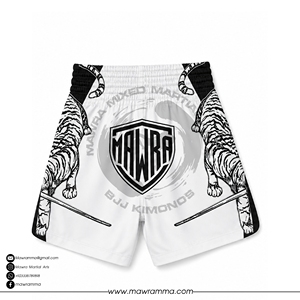 MAWRA Pantalones Cortos de Muay Thai Samurai Tigre Blanco con Gráfico de Katana, Pantalones de Kickboxing MMA Transpirables de Satén, Equipo de Lucha de Artes Marciales 2026 - Product Image 2