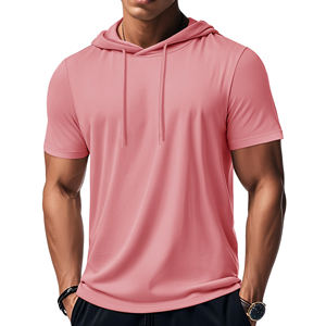 Sudadera con Capucha para Hombre al por Mayor, 100% Algodón, Colores Personalizables, Logotipo, Sudadera de Manga Corta, Sudadera Básica de Algodón Mezclado para Hombre - Product Image 1