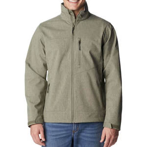 Veste de pluie pour homme vert olive, col montant, fermeture éclair, coupe-vent, décontractée, pour l'extérieur, coupe régulière, couleur unie, imperméable - Product Image 1