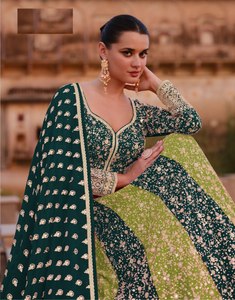 ชุดอานาร์กาลีผ้าจอร์เจตต์ปักลายหนักแบบทันสมัยสำหรับงานปาร์ตี้ งานแต่งงาน และงานดิวาลี - Product Image 6