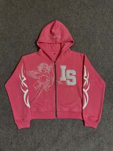 เสื้อฮู้ดซิปผู้ชายสำหรับฤดูหนาว ขายส่ง ผ้าฝ้าย 100% 500 กรัม ทรงโอเวอร์ไซส์ ดีไซน์กระเป๋าพิมพ์ลาย ระบายอากาศได้ดี เสื้อฮู้ดลายแมงมุมสำหรับทุกเพศ - Product Image 4