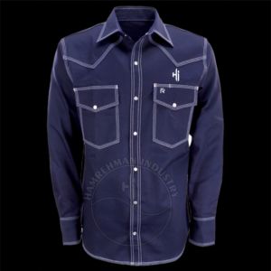 Chemise de travail pour hommes FR ignifuge avec respirateur intégré, motif camouflage jungle, couleur bleue - Product Image 4