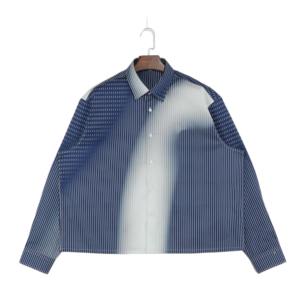 Chemises décontractées à manches longues pour hommes, 100 % coton, à rayures imprimées, à simple boutonnage, tendance et en promotion - Product Image 1