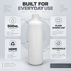 ขวด HDPE ขนาด 500 มล. พร้อมฝาเกลียวสำหรับใช้ในชีวิตประจำวัน |   ภาชนะพลาสติกแบบเติมได้สำหรับทำความสะอาดบ้าน ผลิตภัณฑ์ดูแลส่วนบุคคล และการดูแลประจำวัน - Product Image 5