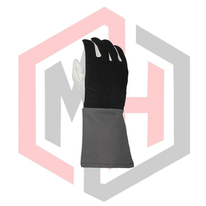 Gants de soudage gris en cuir fendu respirant en peau de chèvre, 16 pouces de long, résistants à la chaleur, usage général, sans silicone, antistatiques - Product Image 3