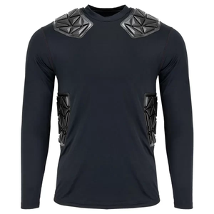 Camiseta de Fútbol de Manga Larga Negra para Hombre con Ribete Amarillo, Protección Acolchada en Hombros y Codos, Estilo Ajustado, Absorbe la Humedad - Product Image 4