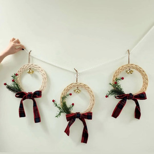 Couronnes de Noël en rotin de qualité supérieure, fibres naturelles, guirlandes décoratives pour les fêtes - Product Image 3