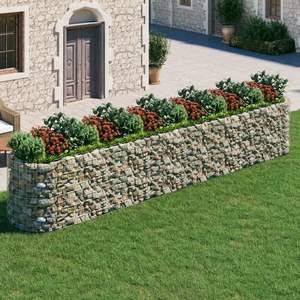 Jardinières surélevées en gabion extra longues et robustes en fer galvanisé argenté - Product Image 1