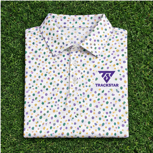 Trackstar Men's <b>White</b> Multicolor Dot Print <b>Polo</b> Shirt Short Sleeve Button Collar Casual <b>Golf</b> Shirt Custom Logo - Product Image 6