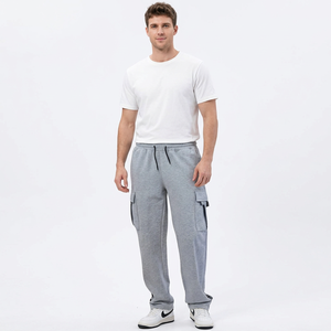 <b>Men's</b> Casual Eco-friendly Drawstring <b>Cargo</b> Sweatpants Multiple Pockets Gray <b>Green</b> 100% Cotton Midweight Autumn Wear Office - Product Image 3