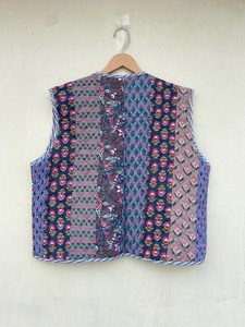 Veste matelassée indienne faite à la main 100 % coton, écologique, anti-plis, respirante, séchage rapide, avec poche avant, coupe classique, automne-hiver - Product Image 3