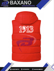 Delta |   Sigma |   Gilet matelassé Theta Sorority avec broderie personnalisée de lettres grecques, à capuche rouge, tricoté, imperméable et coupe-vent pour homme - Product Image 6