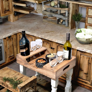Nouvel Arrivage 2026 Plateau de Service à Vin Rectangulaire en Bois Massif Fait Main, Motif Géométrique Multifonctionnel, Design Ferme Moderne - Product Image 1