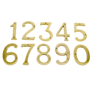 Numéros et lettres de maison modernes en laiton massif, panneaux de porte extérieurs 3D étanches, lettres en métal doré poli pour hôtel et appartement - Product Image 1
