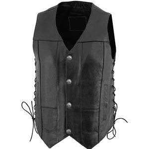Chaleco de cuero profesional para motocicleta 2026, chaleco de cuero vacuno sin mangas talla grande para motociclista, ¡en oferta online! - Product Image 1