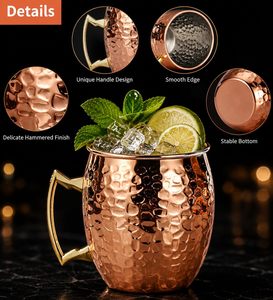 Copper Plated Stainless Steel Eco-Friendly <b>Portable</b> Moscow Mule <b>Mug</b> 550ml Insulated Cocktail Beer <b>Coffee</b> Iced Drinks - Product Image 2