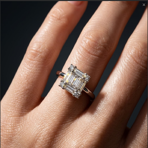 China Factory Price Women's 18k High Quality Diamond Small Baguette Cluster Pave Setting Wedding Anniversary Party Classic Rings - Product Image 4