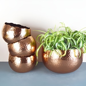 Nouveau style, pot de fleurs rond en cuivre doré de haute qualité, décoration de la maison, vase de table, jardinières, design contemporain personnalisable - Product Image 1