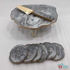 Support à gâteau en résine écologique fait main, durable et de haute qualité, finition brillante transparente, pour mariage, fête, maison (vente en gros) - Product Image 3