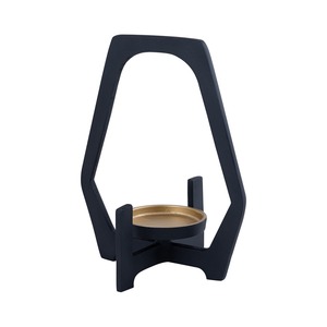 Portavelas Moderno de Hierro Negro Mate, Linterna Metálica Hexagonal Geométrica, Centro de Mesa Abstracto Nórdico, Decoración de Lujo para el Hogar - Product Image 1