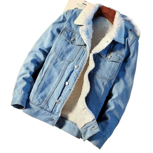 Winter Thickened <b>Denim</b> Jacket Men's Baseball Uniform Fashion Brand Men's Clothing Autumn Boys Winter Berber Fleece <b>Coats</b> - Product Image 5