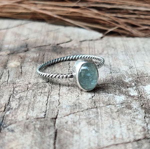 Handcrafted Brass Twisted Wire <b>Ring</b> Green Aquamarine Prasiolite Oval Gemstone Boho Vintage <b>Statement</b> <b>Ring</b> Jewelry - Product Image 3
