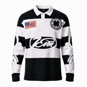 Custom-made Stylish Short Sleeve for <b>Shirt</b> Rugby Collar <b>Red</b> <b>White</b> <b>Striped</b> Print Pocket Design Polyester/Cotton for Men Sports - Product Image 5