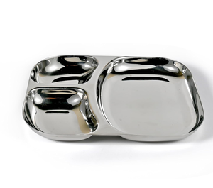 Assiette à dîner en métal avec compartiment |   Thali en acier inoxydable extra poli pour usage domestique et commercial |   Prix d'usine pas cher - Product Image 1