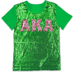 T-shirt à manches courtes vert personnalisé à sequins, motif graphique scintillant, col rond, haut décontracté et tendance, vêtement de fête étincelant pour femme, tenue élégante - Product Image 1