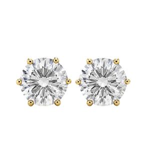 Boucles d'oreilles en or massif 18 carats avec diamants de laboratoire, couleur D, taille brillant rond, diamants synthétiques, bijoux tendance unisexe plaqués or - Product Image 2