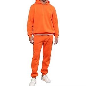 SANGLASPORTS Unisex 2 Piece Jogging Tracksuit <b>Set</b> Quarter Zip Hoodie Fleece <b>Jogger</b> Pants Midweight Polyester/Cotton Custom OEM - Product Image 6