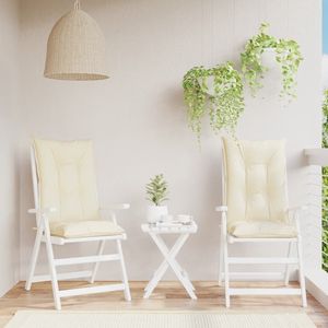 Lot de 2 coussins de chaise à dossier haut couleur crème, coussins d'extérieur avec rembourrage en fibre creuse de polyester PP - Product Image 1