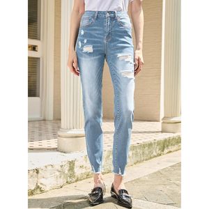 2025 Jeans taille haute à jambe droite pour femmes Pantalon en denim déchiré Zimbaplatinum en Beau Blue Taille 18 - Product Image 2