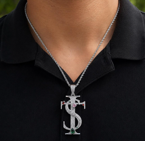 Collier pendentif croix en argent micro-incrusté de zircon, chaîne en laiton, bijoux hip-hop pour cadeau - Product Image 2
